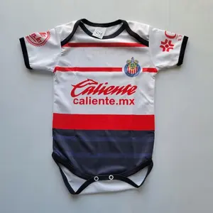Custom Chivas Baby Bodysuit, White Striped Outfit, Mexican Outfit One-piece, Personalized with Name and Number 0MR