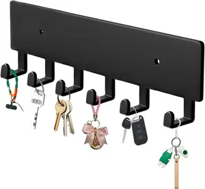 Key Holder Wall Mount with 6 Hooks - Key Rack Organizer for Entryway, Kitchen & Office, Screw-In Mounting 1 Pack 9 Inch Hoomast