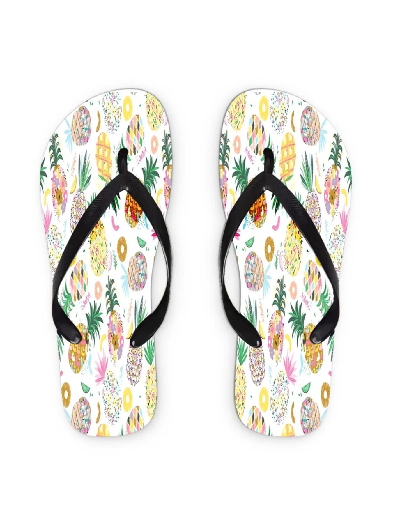 Women'S Flip-Flops, Tropical Pineapple Pattern, Multiple Colors And Sizes Available, Casual Summer Beach Slippers, Comfortable Lightweight Design, Stylish Fashion Sandals for Daily Wear, Vibrant Whimsical Aesthetic, Women Shoes