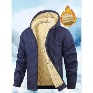 Men's Winter Fleece Lined Jacket, Hooded Windproof Waterproof Coat, Fashionable Warm Outerwear for Fall & Winter, Casual Stylish Design