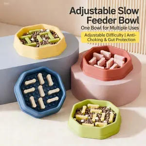 Adjustable Difficulty Pet Slow Feeder Bowl - Anti-Choking Anti-Slip Spill-Proof Design, Universal Slow Eating Bowl for Dogs and Cats