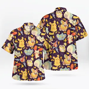 2026 Hawaiian Sets PKM [FREESHIP] Fresh Summer – Youthful – Bold with the Pika and Friends Pattern PKM Hawaiian Shirt