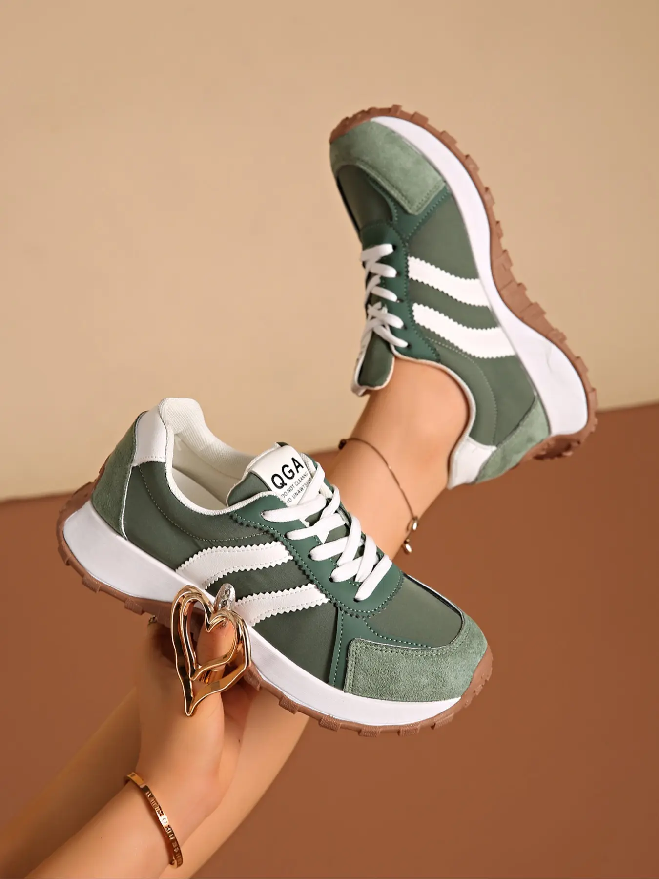 Women's Casual Patchwork Sneakers, Comfortable Laces, All-Season Rubber Sole, Medium Width, Above Ankle, Trendy Walking Shoes