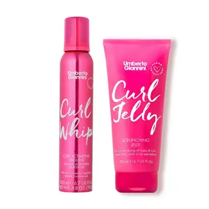Umberto Giannini Volumising Duo - Curl Jelly Scrunching Jelly Hair Gel & Curl Whip Mousse for Curly, Wavy, Textured Hair
