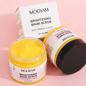 Kojic Acid Turmeric Bikini Scrub 150g – Brightening & Exfoliating, fast-acting formula Dark Spot Corrector, body Smooth & Even Skin Tone, Unisex, Travel Size Cleansing