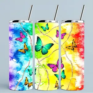 Butterflies | 20oz Skinny sublimation tumbler transfer print out (TRANSFER ONLY, NOT A FINISHED TUMBLER) Drinkware