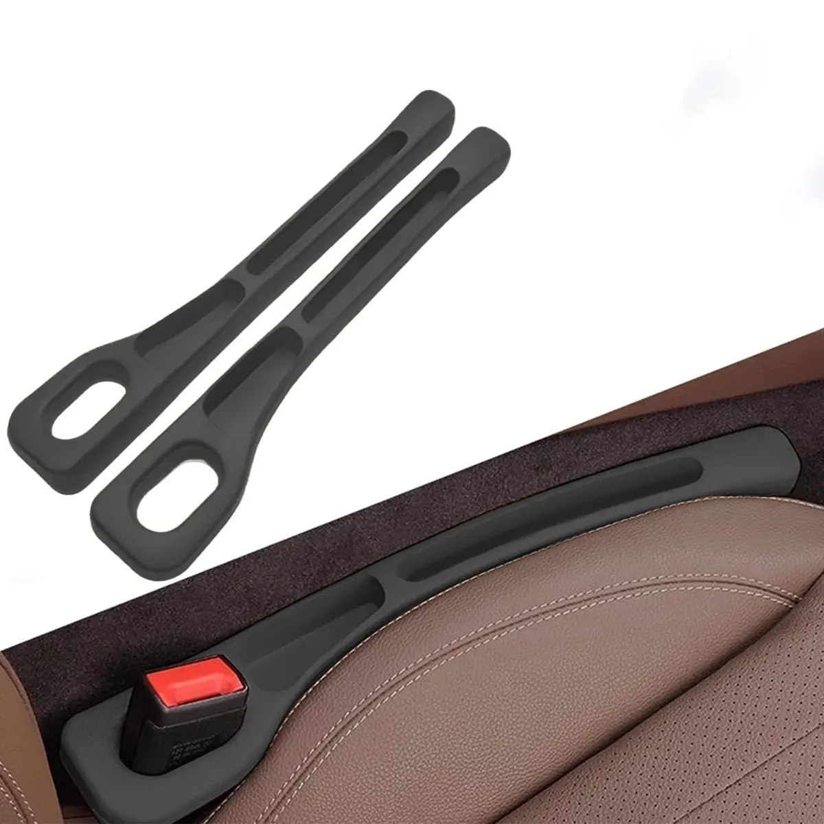 Universal 2-Piece Car Seat Gap Filler - PU Leather Drop Protector for SUV Consoles, Anti-Slip Gap Organizer Stops Items Falling Between Seats