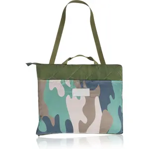 Waterproof Picnic Blanket, Lightweight 50" x 60" Foldable Sandproof Beach Blanket with Large Pocket, Portable Outdoor Camping Blanket Great Couples Gift Ideas, Green Camo