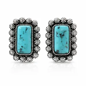 Unisex Prairie Bloom Concho Earrings - High Quality Earrings, Trendy Fashionable Costume Jewelry Accessories, Trendy Fashionable Accessories