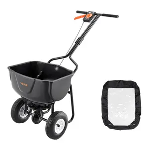 【Summervibes】VEVOR Walk Behind Spreader, 60LBS Capacity, Push Spreader with Hopper Grate, 0-9.8 ft Spreading Width, 8 in All Terrain Pneumatic Tires, Garden & Lawn Broadcast Spreaders, for Seed, Fertilizer