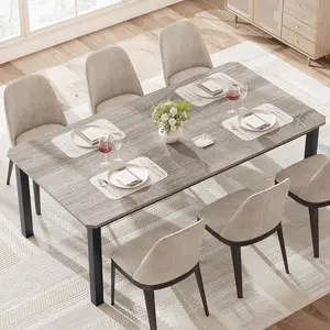 78 Inch Long Kitchen Table for 4-6, Wood Dining Room Table for Kitchen Living Room, Large Rectangular Dinner Tables, Industrial Indoor Restaurant Tables with Sturdy Metal Frame(No Chairs)