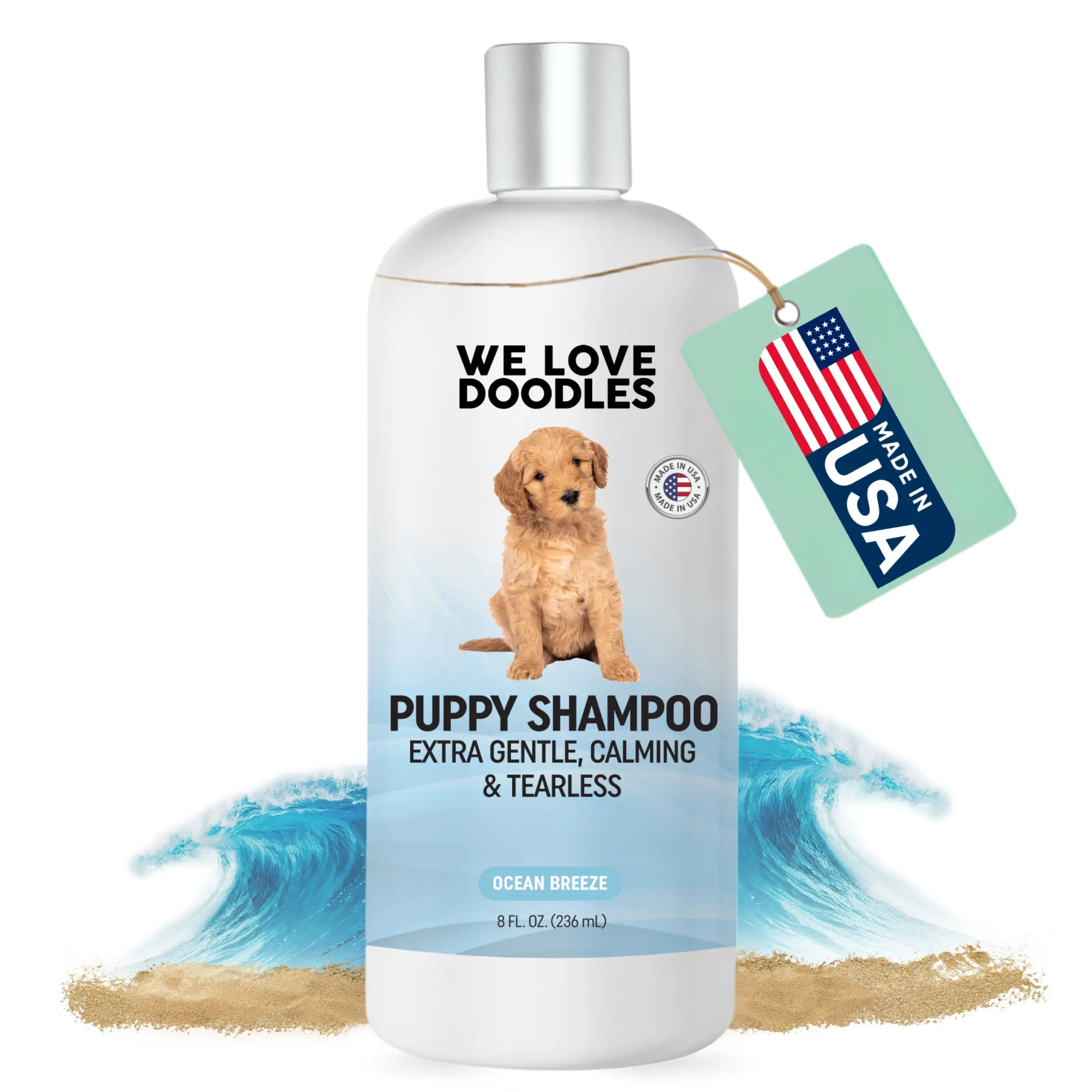 Puppy Shampoo & Conditioner | Made in USA | Natural Ingredients | Tear Free | Best Shampoo for Puppies, Ocean Breeze, 8oz [We Love Doodles]