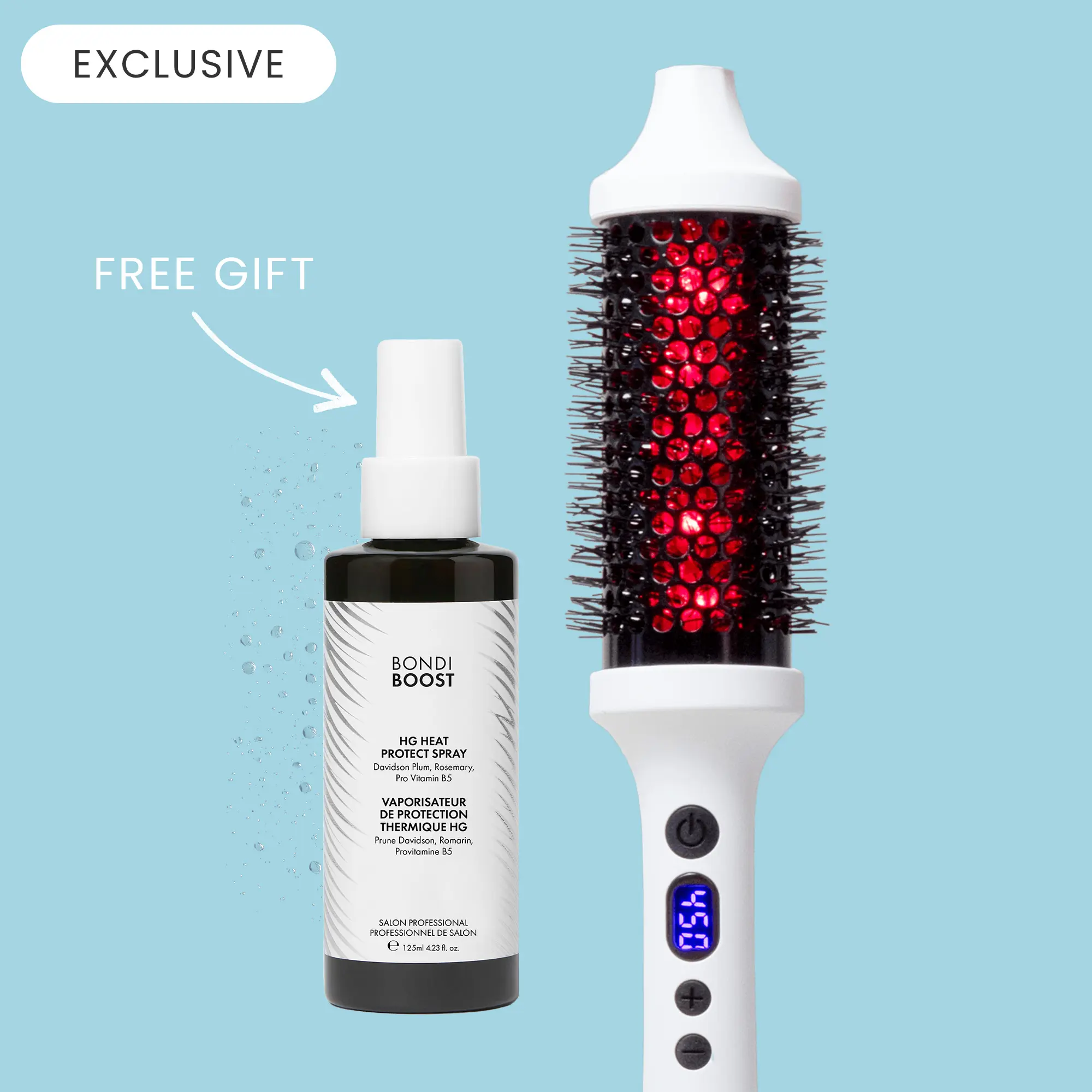 Infrared Thermal Brush & Heat Protect Spray by BondiBoost, TikTok Exclusive Ultimate Heat Protection Kit for Salon-Style Blowouts, FREE 125ml Heat Protect Mist, All Hair Types
