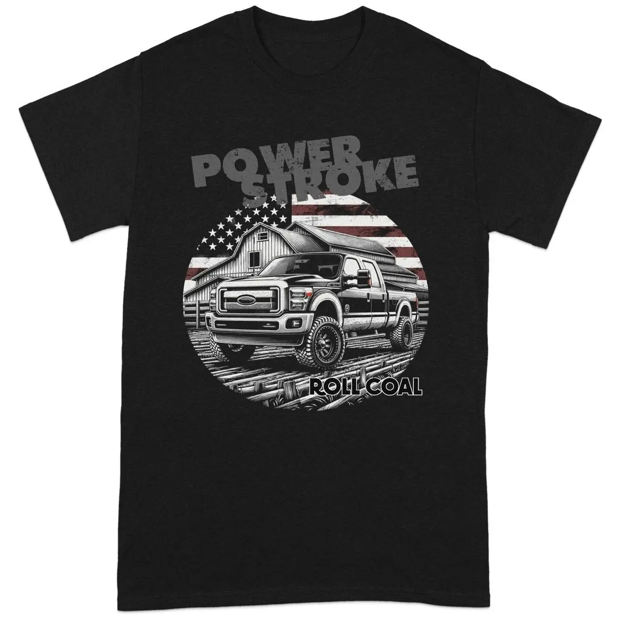 Powerstroke Patriotic Truck American Flag 6.7L Diesel Truck T-Shirt Sweatshirt Hoodie, Car Enthusiast and Fans Gift