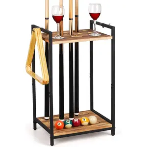 Pool Stick Holder - Freestanding Pool Cue Holder Floor Stand Wooden Cue Stick Holder 10-Hole Billiard Cue Racks for  Room Billiard Room Decor Club Pool Table Accessories