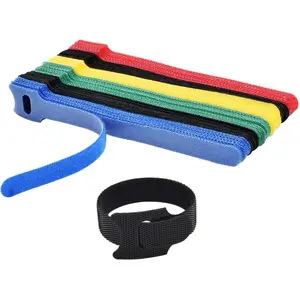 60PCS Fastening Cable Ties Reusable, Premium 6-Inch Adjustable Cord Ties, Microfiber Cloth Cable Management Straps Hook Loop Cord Organizer Wire Ties Reusable (Assorted Colors)