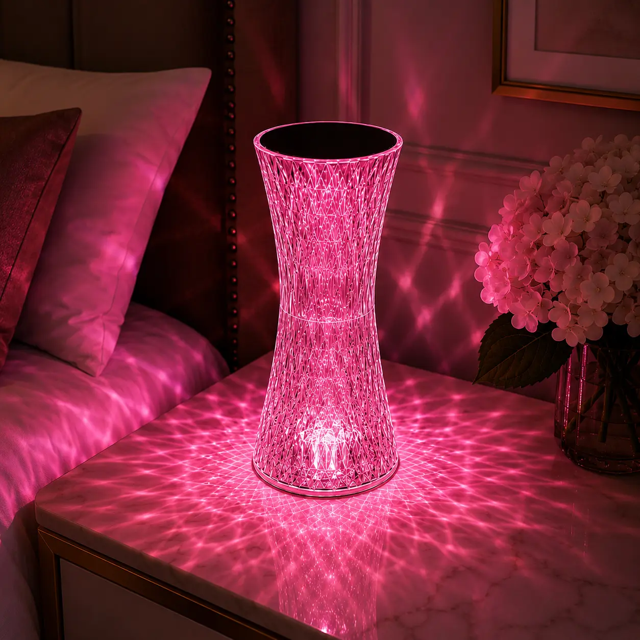 Portable crystal table lamp, 16-color touch-control rechargeable light, USB rechargeable LED bedside lamp, suitable for bedrooms and dining rooms, can serve as a night light, gift for couples