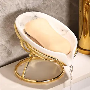 Leaf-Shaped Ceramic Soap Dish with Drain, Bar Soap Holder Saver Tray, Easy Cleaning, Pro-environment White for Shower Bathroom Kitchen Sink Bathtub