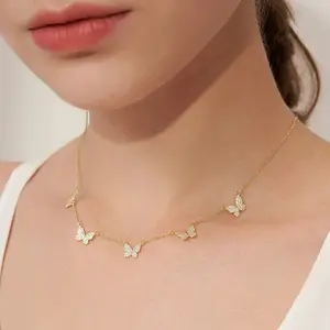 Elegant Butterfly Zircon Necklace – Dainty Layered Pendant for Women