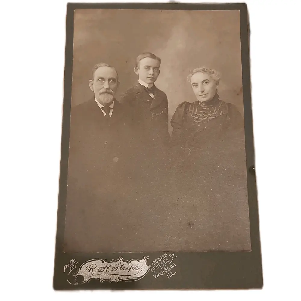 Ephemera Black and White On Board Photo of Mother, Father & Son Signed, Original photograph