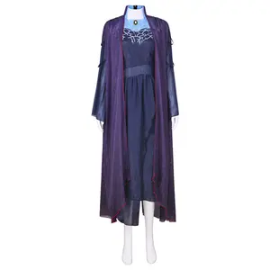 Agatha Harkness Witch Cosplay Costume Set Purple Shawl Blue Inner Dress for Comic Con Convention