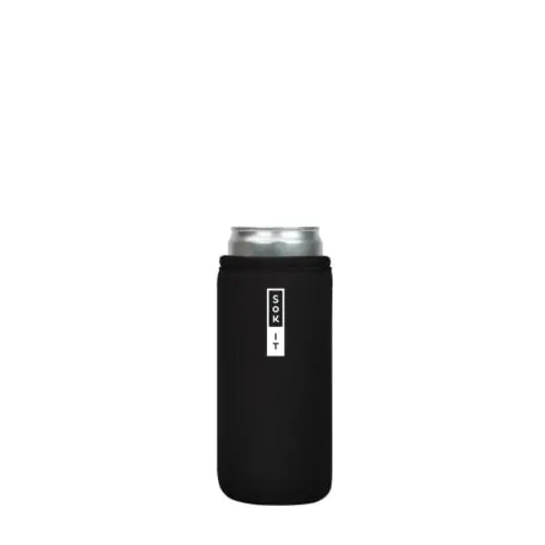 Sok-It 122318 12 oz Can Sok Sleeve for Beer & Soda Insulated Neoprene Cover, Black