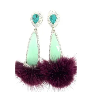 Mint Winterland Fur Multicolor Earrings
