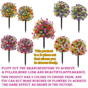 2-Piece Artificial Boxwood Garden Balls with Hydrangea Flowers, UV-Resistant Fake Bushes for Outdoor Gardens, Best Porch Decor