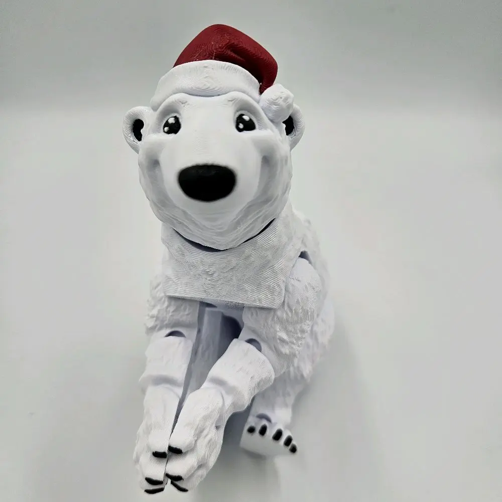 3D Printed Christmas Polar Bear Figurine – Articulated Holiday Decor