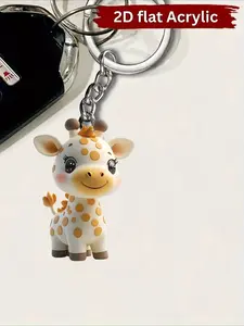 2D flat one giraffe keychain, keychain - personalized decorations, creative Christmas design pendant, gifts for friends who like decoration, suitable for home and holiday decoration, perfect for birthday and party gifts