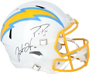 Justin Herbert and Philip Rivers Los Angeles Chargers Autographed Riddell Speed Replica Helmet - Fanatics Authentic Certified