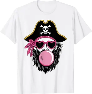 Pirate Blowing Bubble Preppy Pink Mascot Halloween Women T-Shirt - Taylorde Shop 3J2B0DLR7CDDC