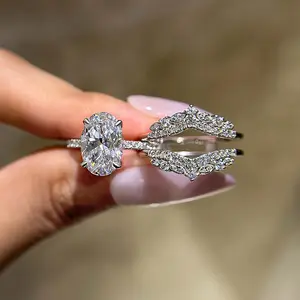 Maxine Vintage 3.5ct Oval Cut 2PC Engagement Ring Set,5A Cubic Zirconia Bridal Ring Set,Women's Ring Jewelry,Wedding Ring Set for Daily,Travel,Proposal,Birthday,Anniversary