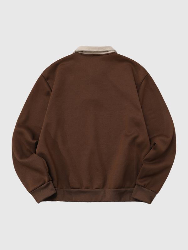 Men's Fleece Pullover Sweatshirt, Winter Warm Windproof Design, Trendy Cross Print Hoodie with Button Detail, Preppy Style