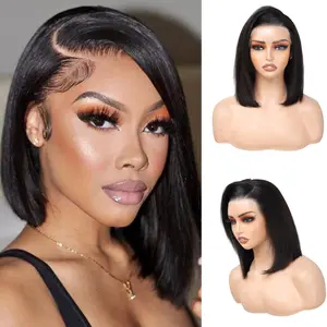Bob Wig Human Hair Straight Wear to Go 4x4 Lace Closure Bob Wigs Human Hair for Black Women Pre Plucked Straight Bob Wig