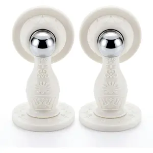 Door Stopper 2-Pack, No-Drill  Door Catch with   & Adhesive, Clear Wall Protector from Doorknob , Heavy Duty Door Holder for  & Office (White)