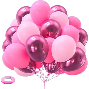 Kelfara Pink Balloons Metallic Hot Pink Balloons 60PCS 12inch Light Pink Dark Magenta Pink Latex Balloons for Grils Birthday Princess Baby Shower Wedding Party Supplies Decoration