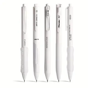 5 simple and stylish gel pen set, solid color, 0.5mm fine tip, retractable, quick drying, gel pen, suitable for writing, diary, school and office stationery, Minimalist Press Pen