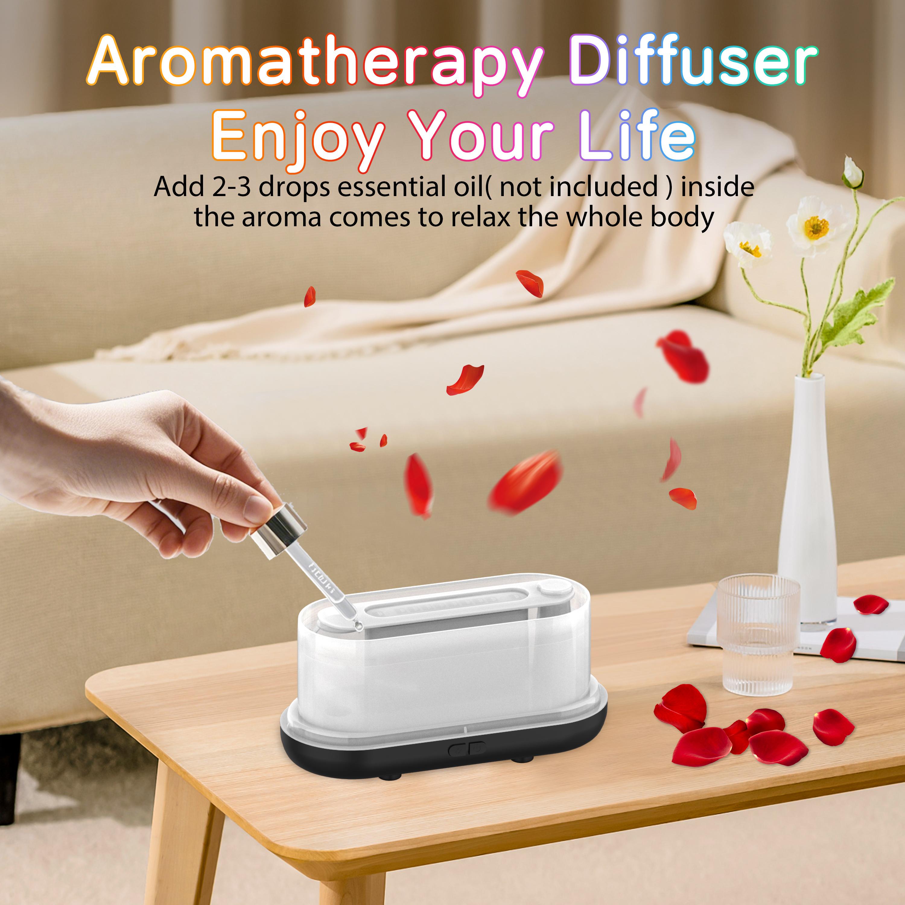 Upgraded Colorful Flame Essential Oil Diffuser, 7-Color LED, Silent Humidifier with Auto-Off Protection, 160mL for Home, Office & Yoga