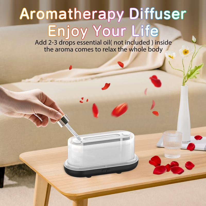 Upgraded Colorful Flame Essential Oil Diffuser, 7-Color LED, Silent Humidifier with Auto-Off Protection, 160mL for Home, Office & Yoga