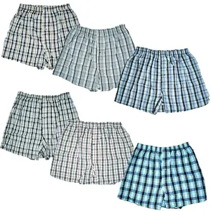 Men's Boxer Briefs Shorts Underwear Trunk Check Plaid Cotton Size M-2XL