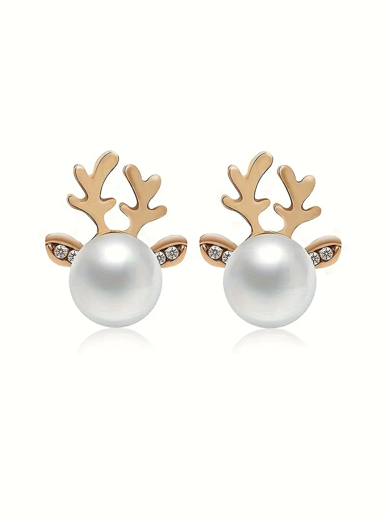 Elegant & Sexy Christmas Antler Stud Earrings with Faux and Rhinestones , Perfect for Holiday Parties.