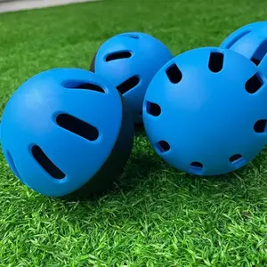 5PCS Baseball Practice Balls 74MM Super Soft Indoor & Outdoor Auxiliary Balls EVA Hollow Hole Balls Black & Blue Duplicates Sports Ball Training Equipment