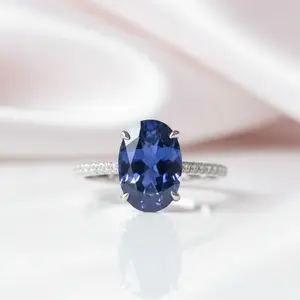 3.5ct Blue Sapphire Oval Cut Diamond Option Engagement Ring