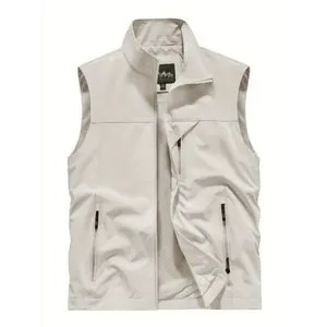 [Lightweight Vest] Lightweight Nylon Men's Sleeveless Vest | Casual Summer Outdoor Jacket With Zippered Pockets, Stand Collar & Mesh Lining For Breathability, Casual Layering Piece | Zippered Vest | Nylon Fabric Vest