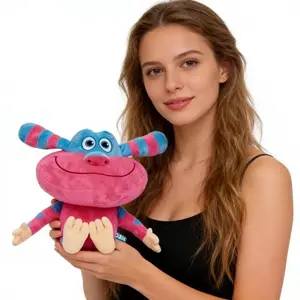 Russian Cartoon Cute Anime Peripheral Little Ozzie with Blue Ears Plush Doll Pillow Room Decor Ornament Toy Gift