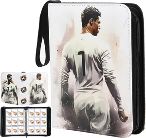 Soccer Card Binder, PU Leather Soccer Cards Binder with 50 Sleeves for Sports Card Storage, Soccers Gift for Trading Cards Collectors (CR7, 900 Pockets)