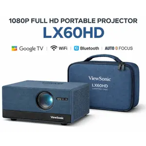 ViewSonic LX60HD Portable Projector 1080p Full HD, Google TV, Wi-Fi, Bluetooth, Auto Focus, Blue, Carrying Case Bundle