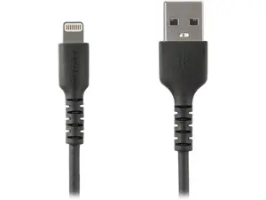 StarTech.com 1m USB A to Lightning Cable - Durable Black USB Type A to Lightning Connector Charge and Sync Charger Cord - Rugged w/Aramid Fiber - Apple MFI Certified - iPad Air iPhone 11 (RUSBLTMM1MB)