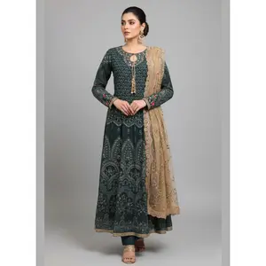 3pc Pakistani wedding dress Chiffon Maxi with Elegant Stone and Sequence work